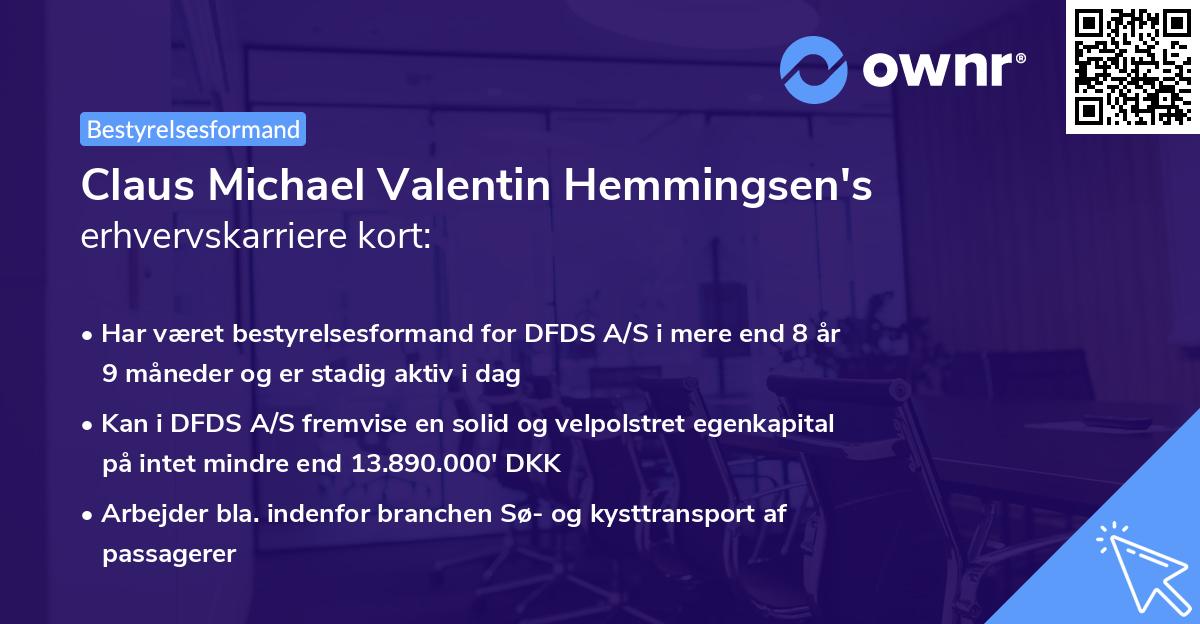 Claus Michael Valentin Hemmingsen's erhvervskarriere kort
