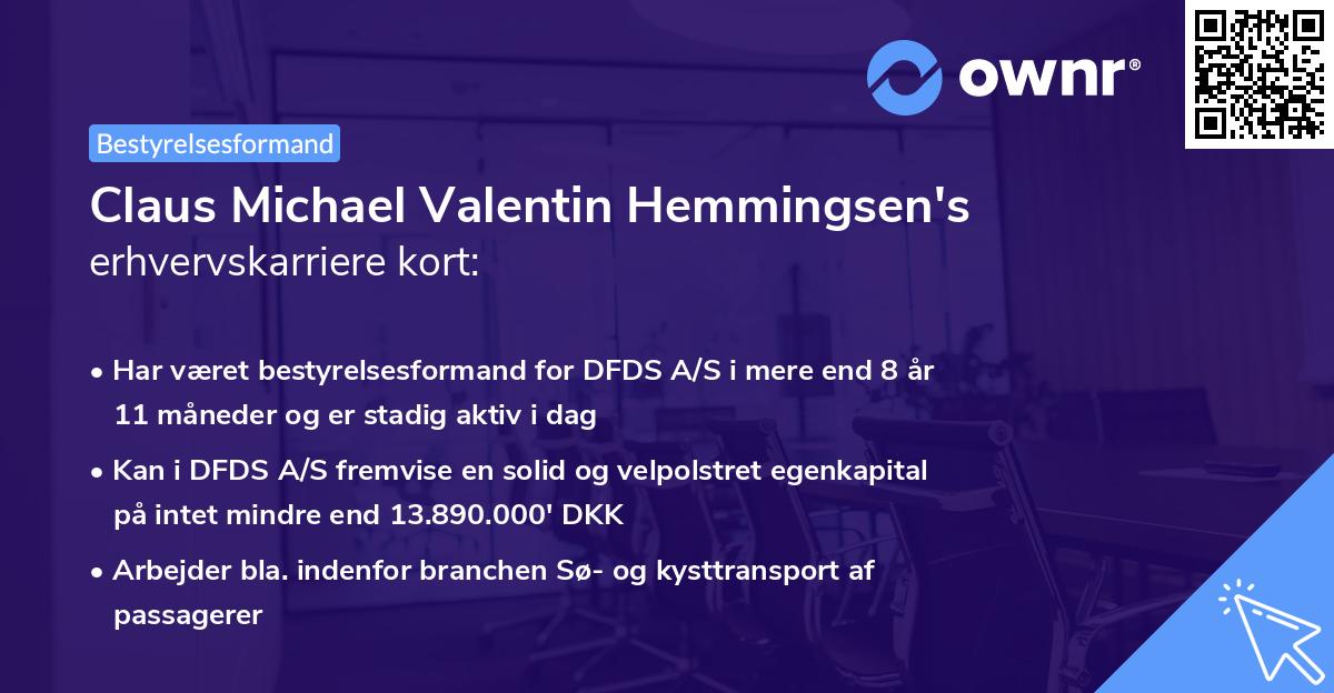 Claus Michael Valentin Hemmingsen's erhvervskarriere kort