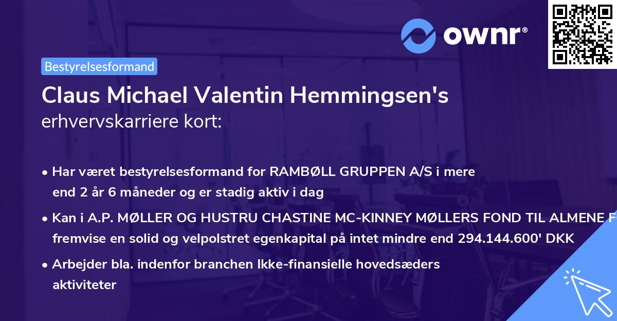 Claus Michael Valentin Hemmingsen's erhvervskarriere kort