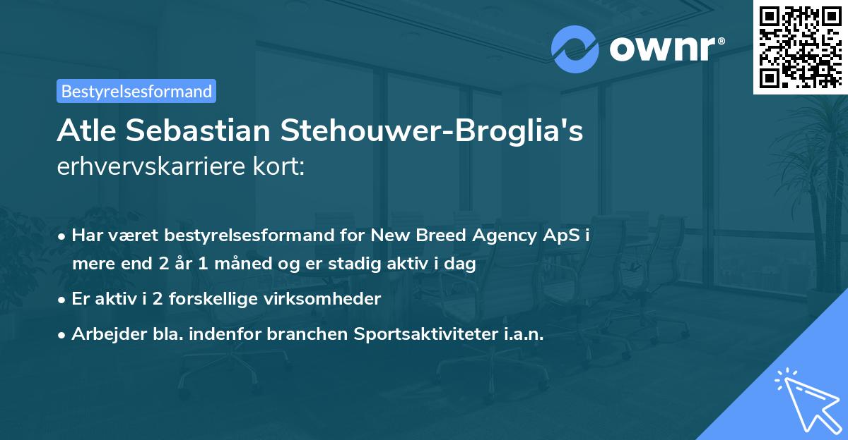 Atle Sebastian Stehouwer-Broglia's erhvervskarriere kort