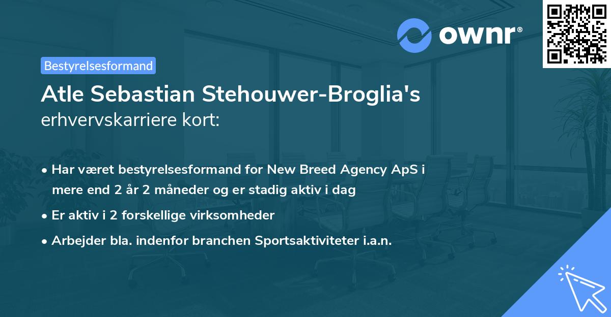 Atle Sebastian Stehouwer-Broglia's erhvervskarriere kort
