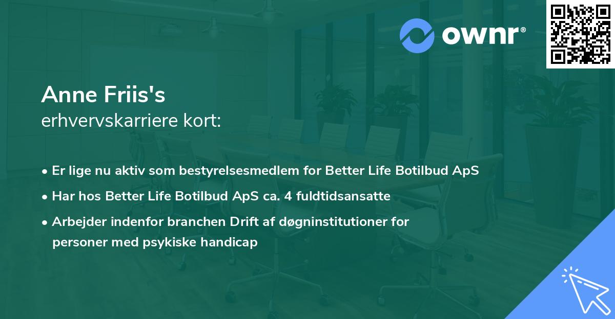 Anne Friis's erhvervskarriere kort
