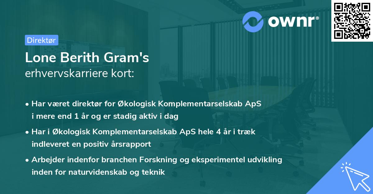 Lone Berith Gram's erhvervskarriere kort