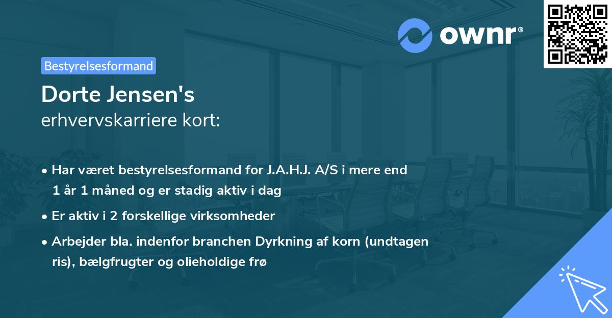 Dorte Jensen's erhvervskarriere kort