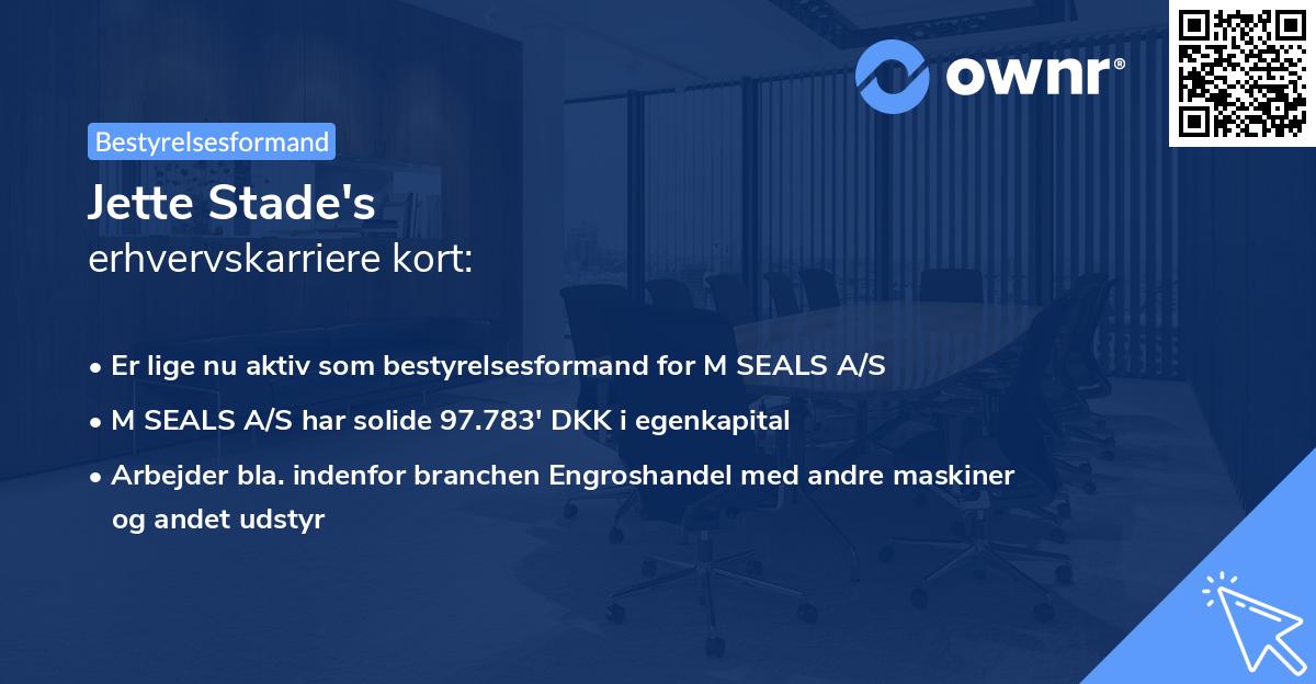 Jette Stade's erhvervskarriere kort