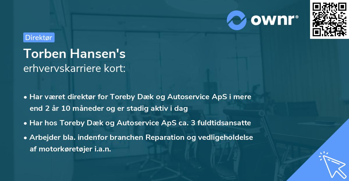 Torben Hansen's erhvervskarriere kort