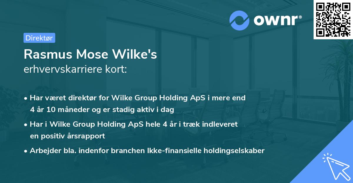 Rasmus Mose Wilke's erhvervskarriere kort