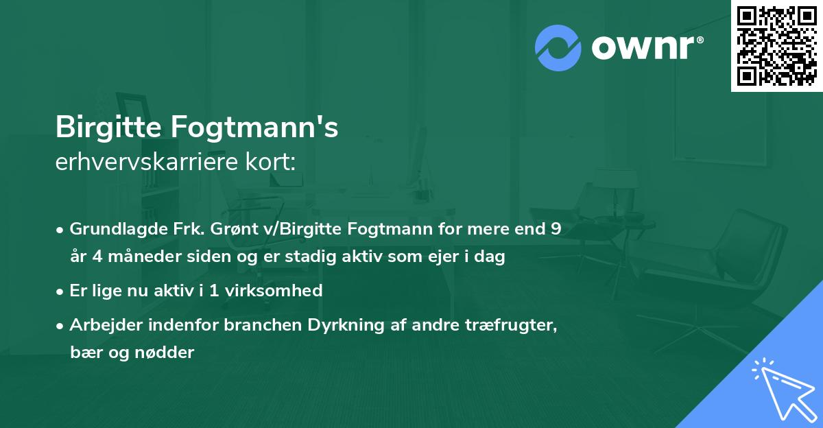 Birgitte Fogtmann's erhvervskarriere kort