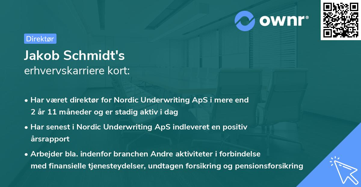 Jakob Schmidt's erhvervskarriere kort