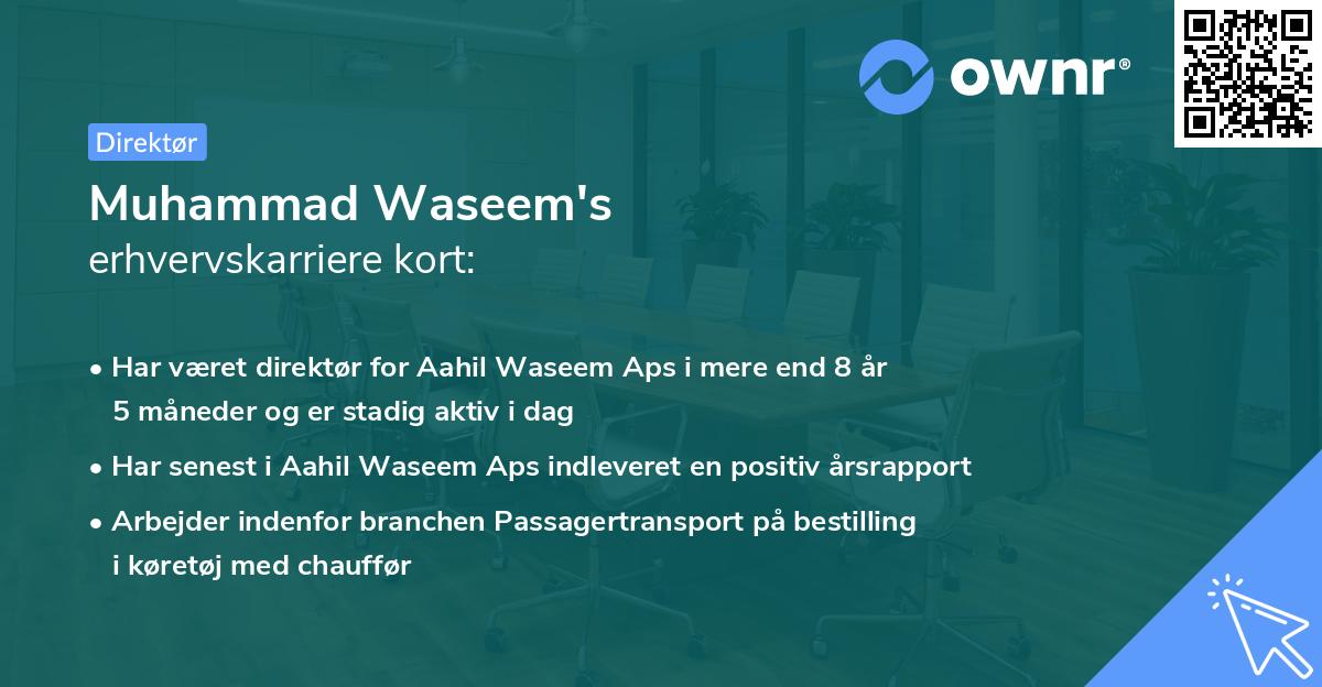 Muhammad Waseem's erhvervskarriere kort