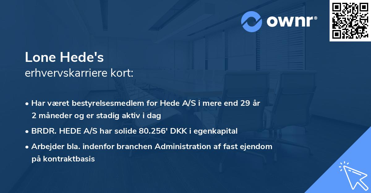 Lone Hede's erhvervskarriere kort