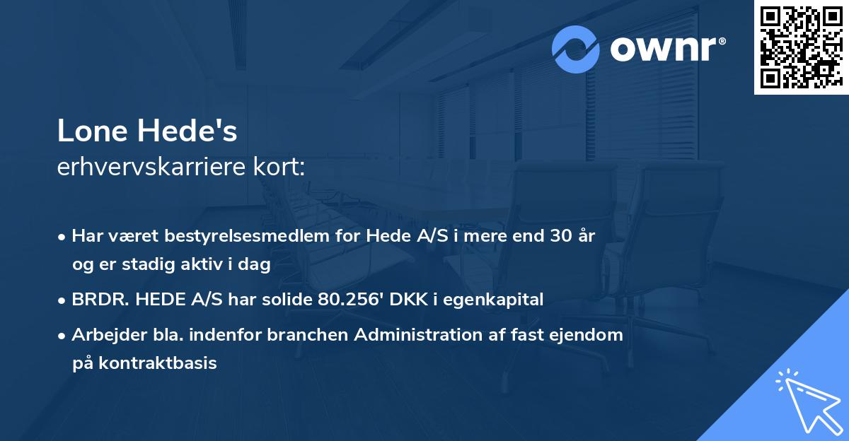Lone Hede's erhvervskarriere kort