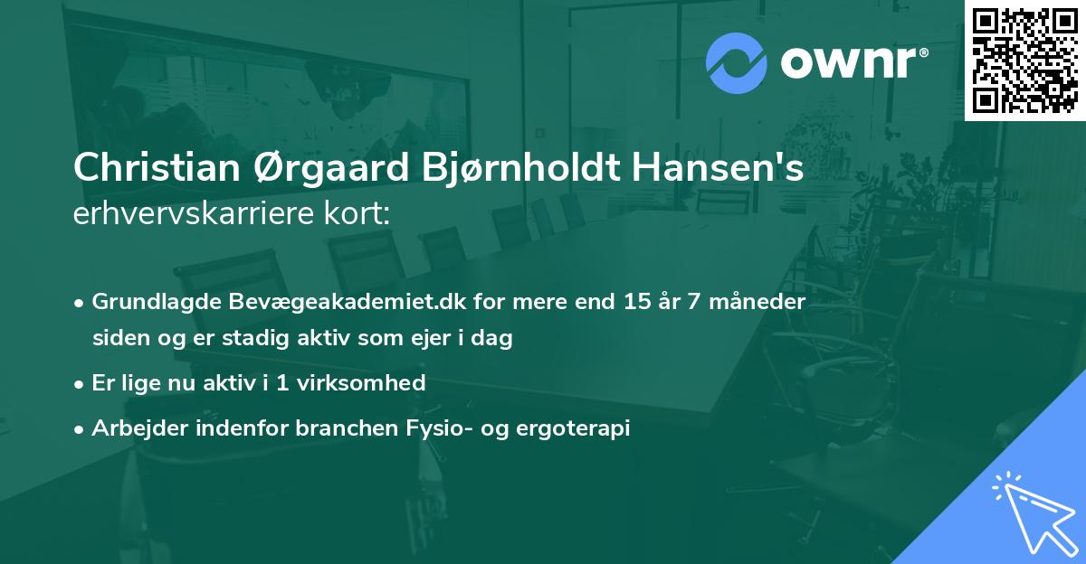 Christian Ørgaard Bjørnholdt Hansen's erhvervskarriere kort