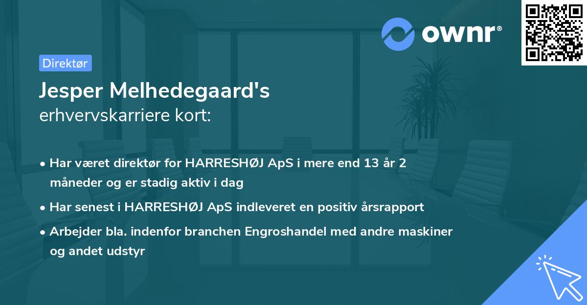 Jesper Melhedegaard's erhvervskarriere kort