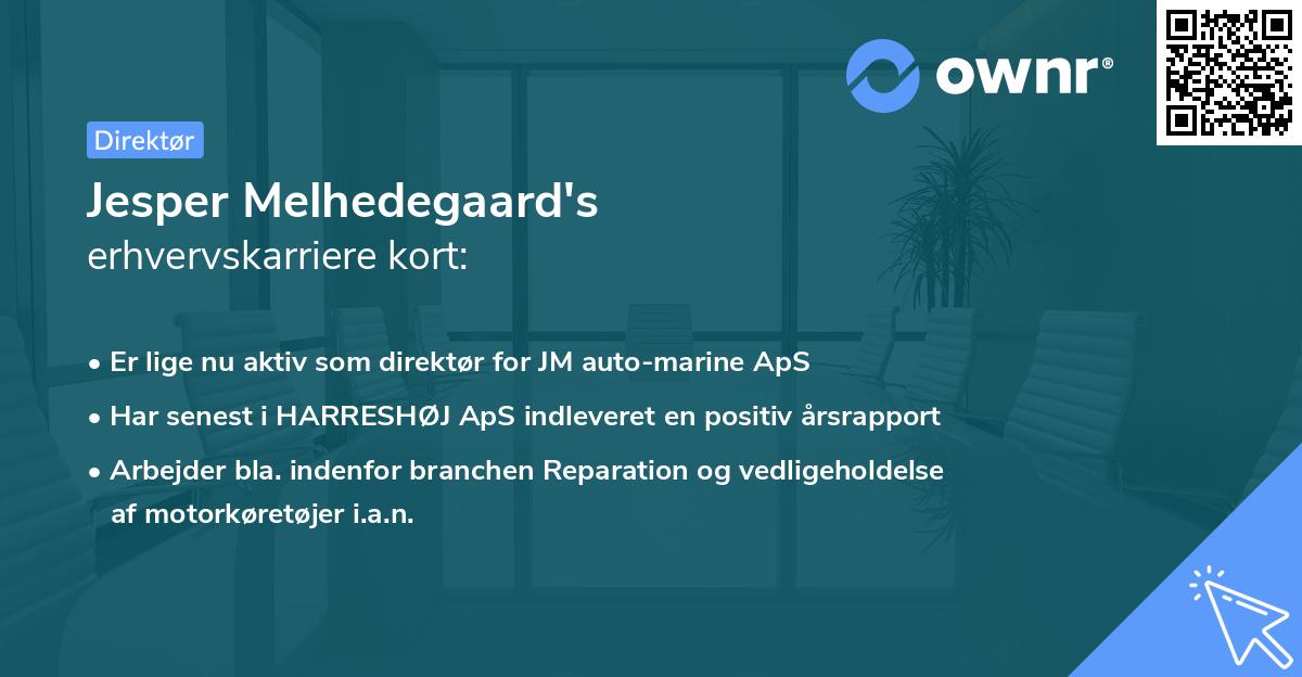 Jesper Melhedegaard's erhvervskarriere kort