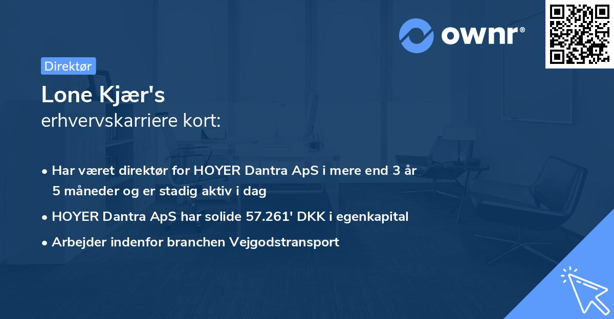 Lone Kjær's erhvervskarriere kort