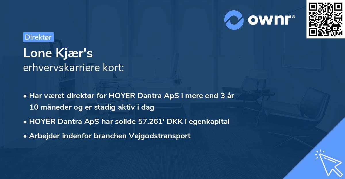 Lone Kjær's erhvervskarriere kort