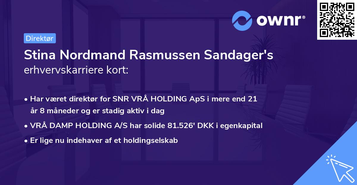 Stina Nordmand Rasmussen Sandager's erhvervskarriere kort