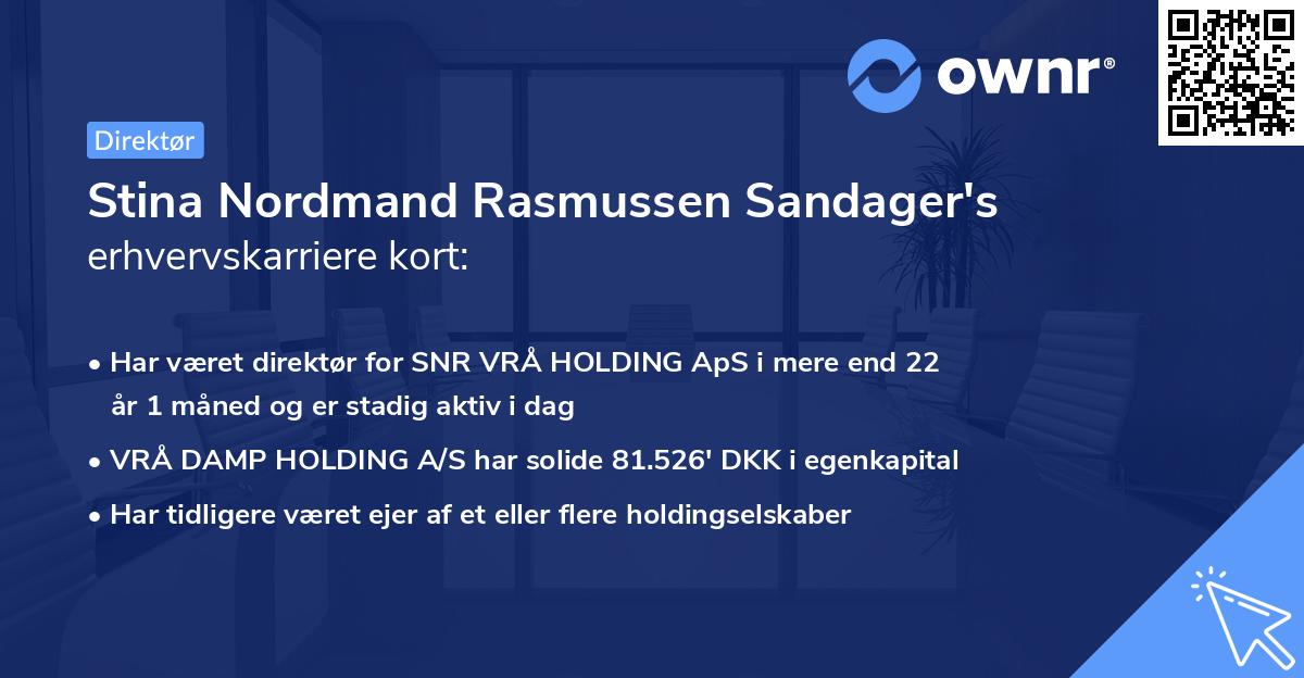 Stina Nordmand Rasmussen Sandager's erhvervskarriere kort