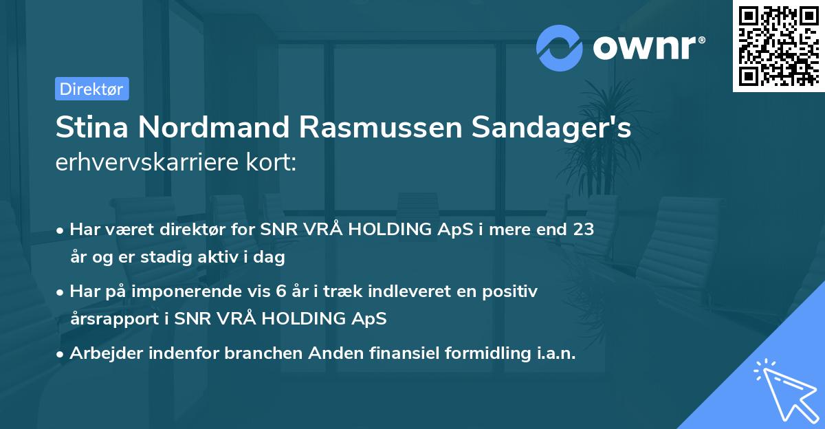 Stina Nordmand Rasmussen Sandager's erhvervskarriere kort