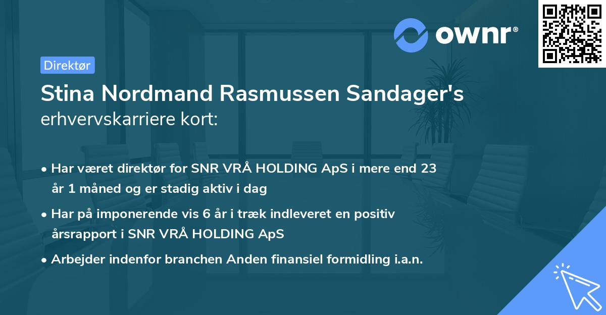 Stina Nordmand Rasmussen Sandager's erhvervskarriere kort