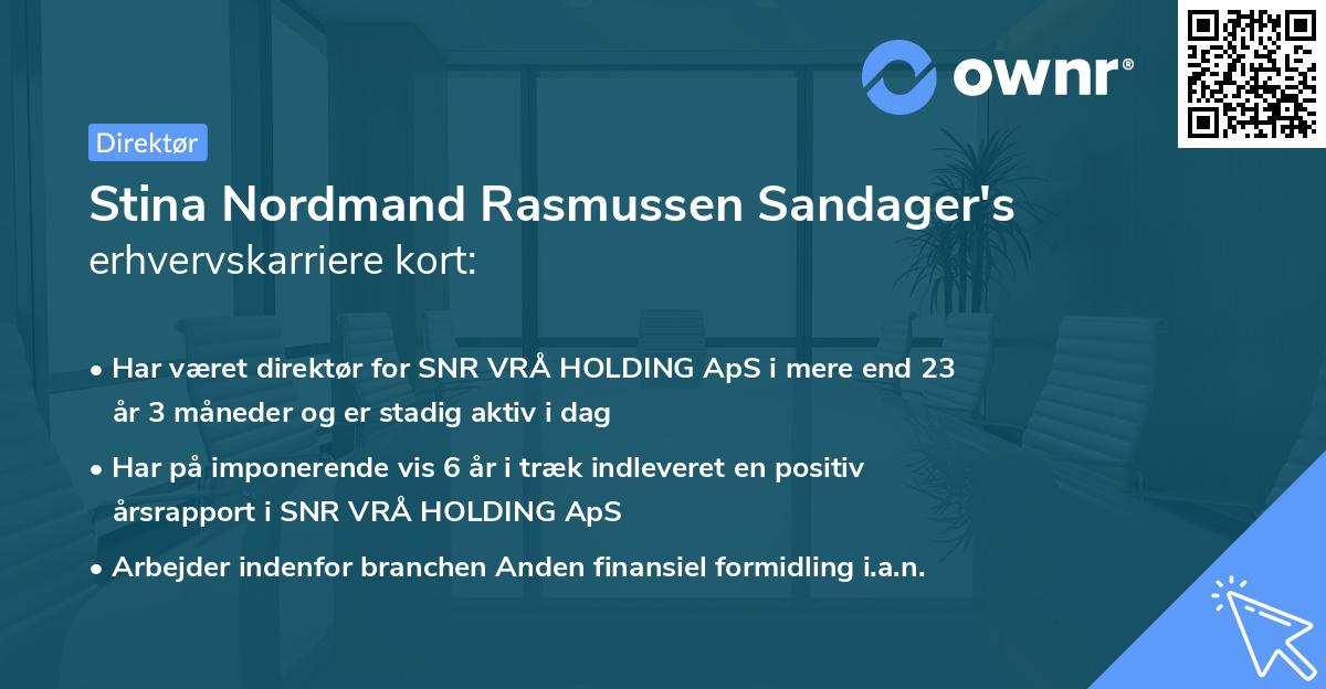 Stina Nordmand Rasmussen Sandager's erhvervskarriere kort