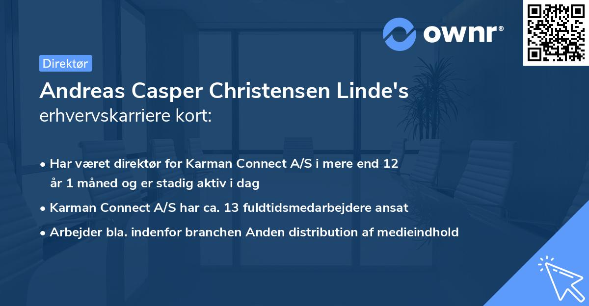 Andreas Casper Christensen Linde's erhvervskarriere kort