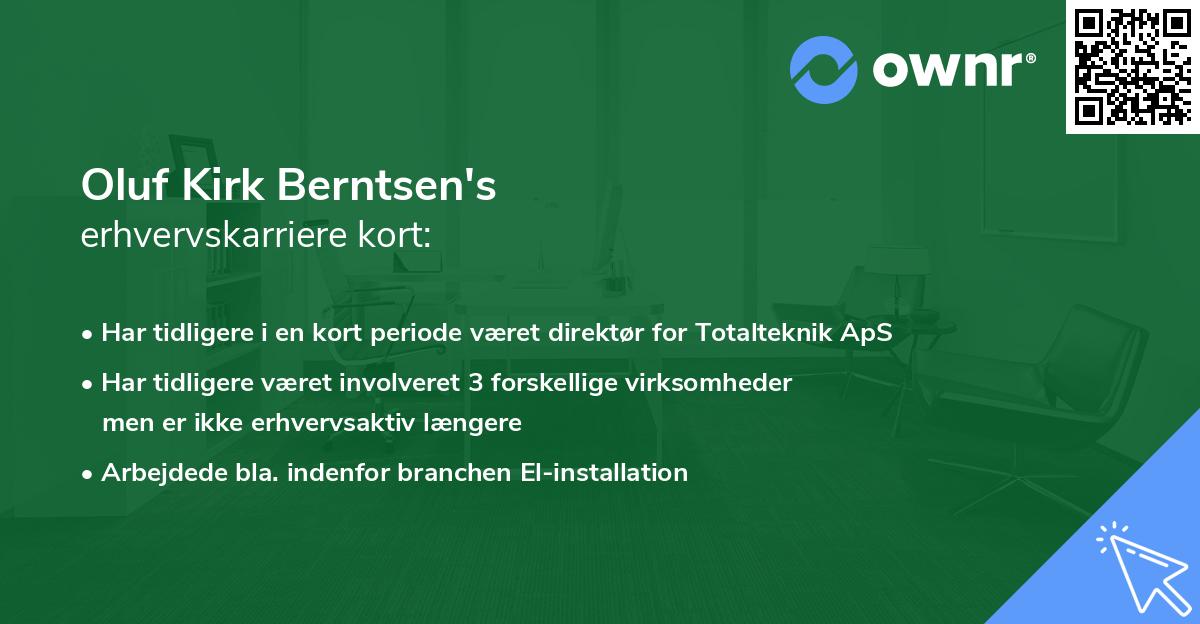 Oluf Kirk Berntsen's erhvervskarriere kort