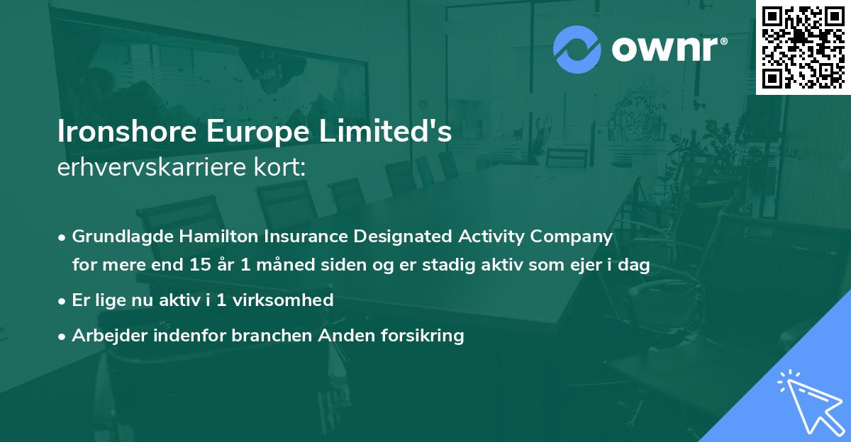 Ironshore Europe Limited's erhvervskarriere kort