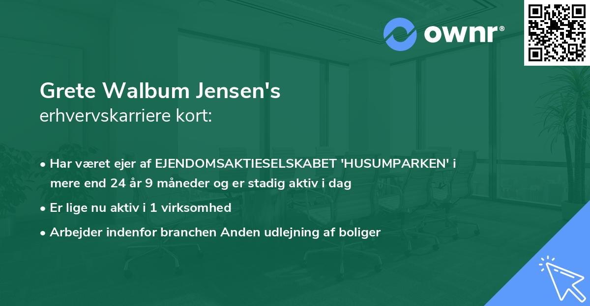 Grete Walbum Jensen's erhvervskarriere kort