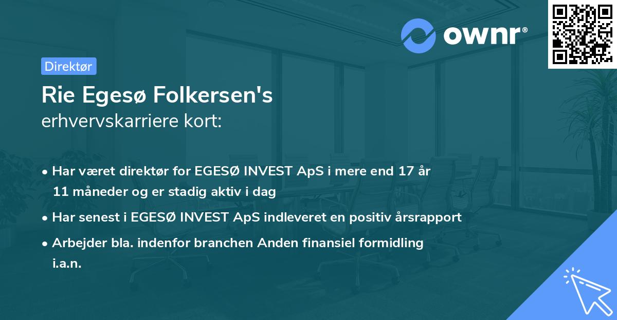 Rie Egesø Folkersen's erhvervskarriere kort