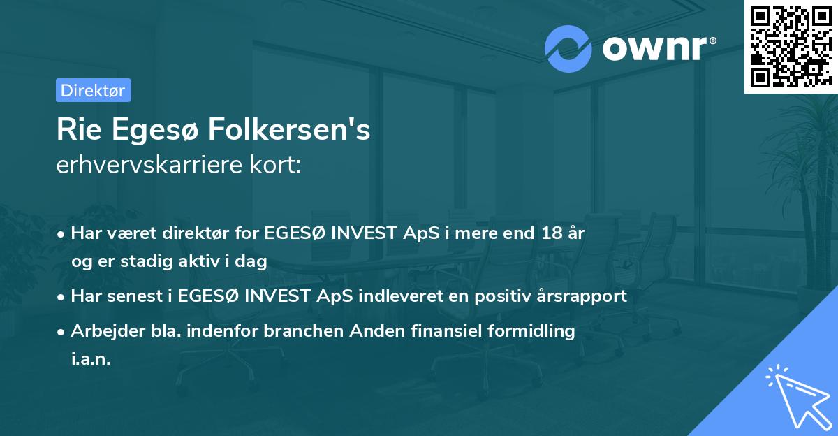 Rie Egesø Folkersen's erhvervskarriere kort