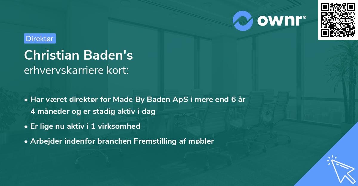 Christian Baden's erhvervskarriere kort