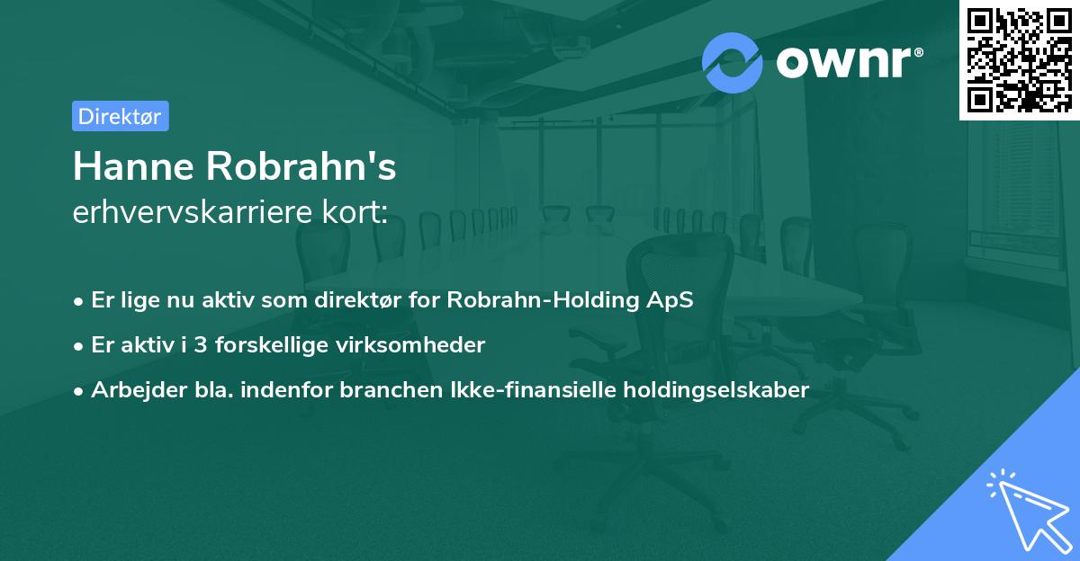 Hanne Robrahn's erhvervskarriere kort
