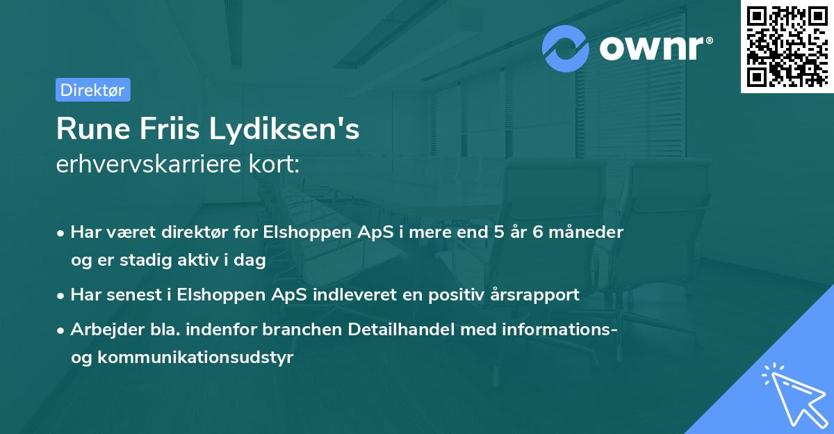 Rune Friis Lydiksen's erhvervskarriere kort