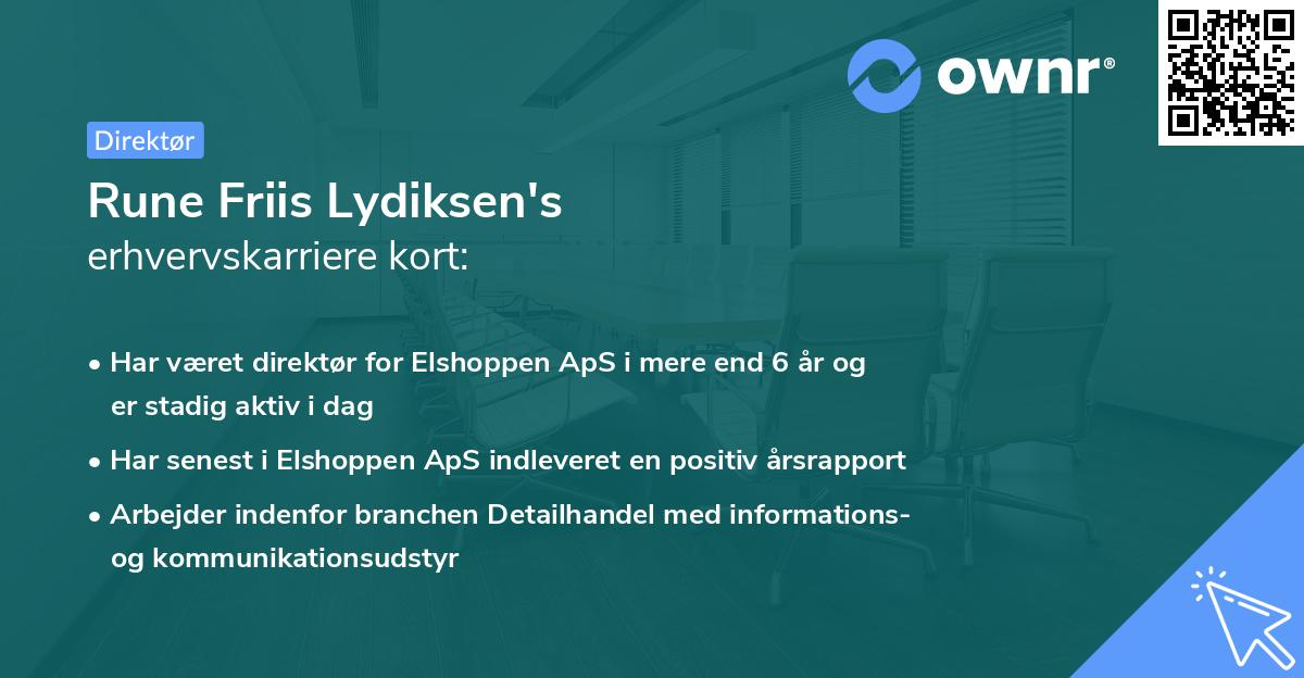 Rune Friis Lydiksen's erhvervskarriere kort