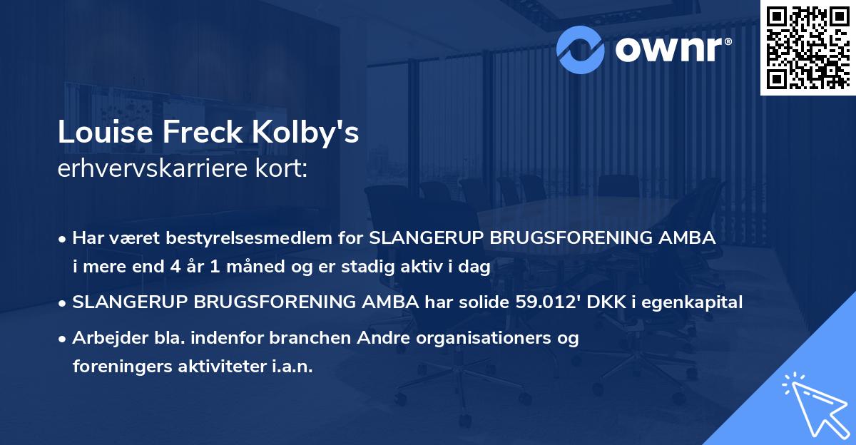 Louise Freck Kolby's erhvervskarriere kort