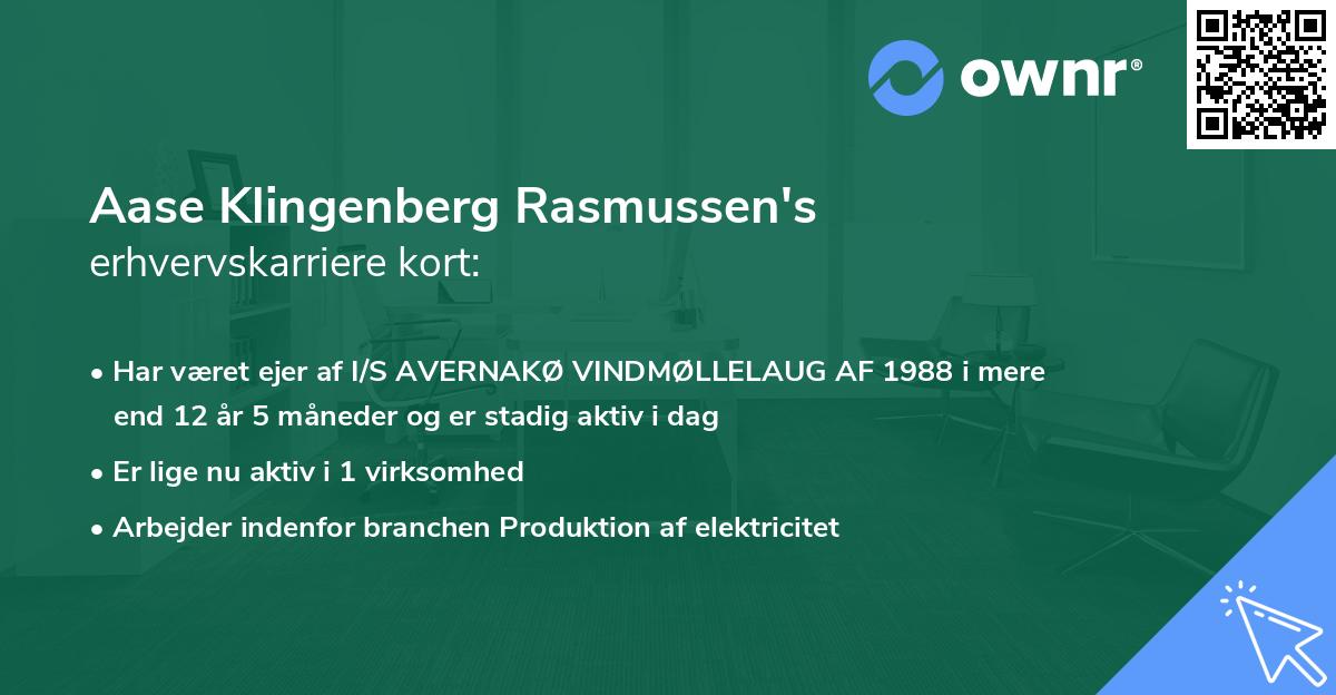 Aase Klingenberg Rasmussen's erhvervskarriere kort