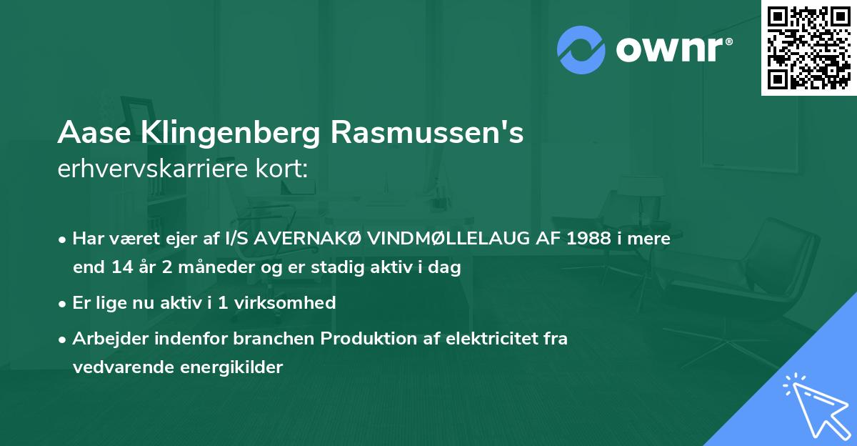 Aase Klingenberg Rasmussen's erhvervskarriere kort