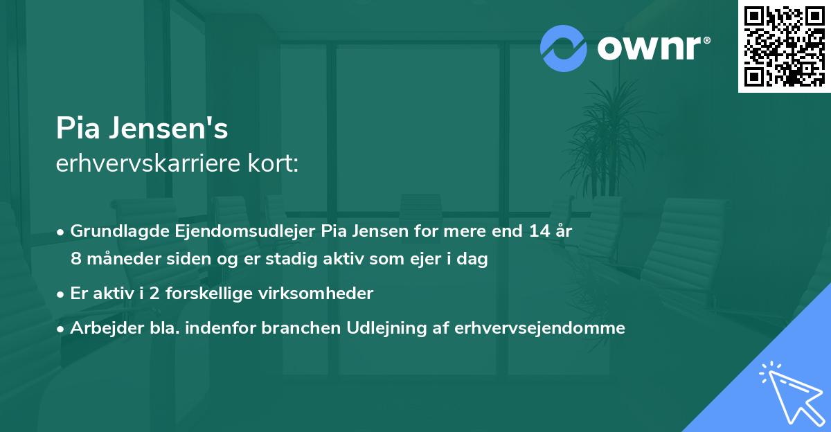 Pia Jensen's erhvervskarriere kort