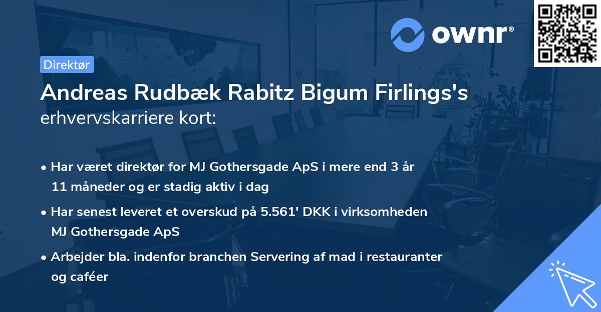 Andreas Rudbæk Rabitz Bigum Firlings's erhvervskarriere kort