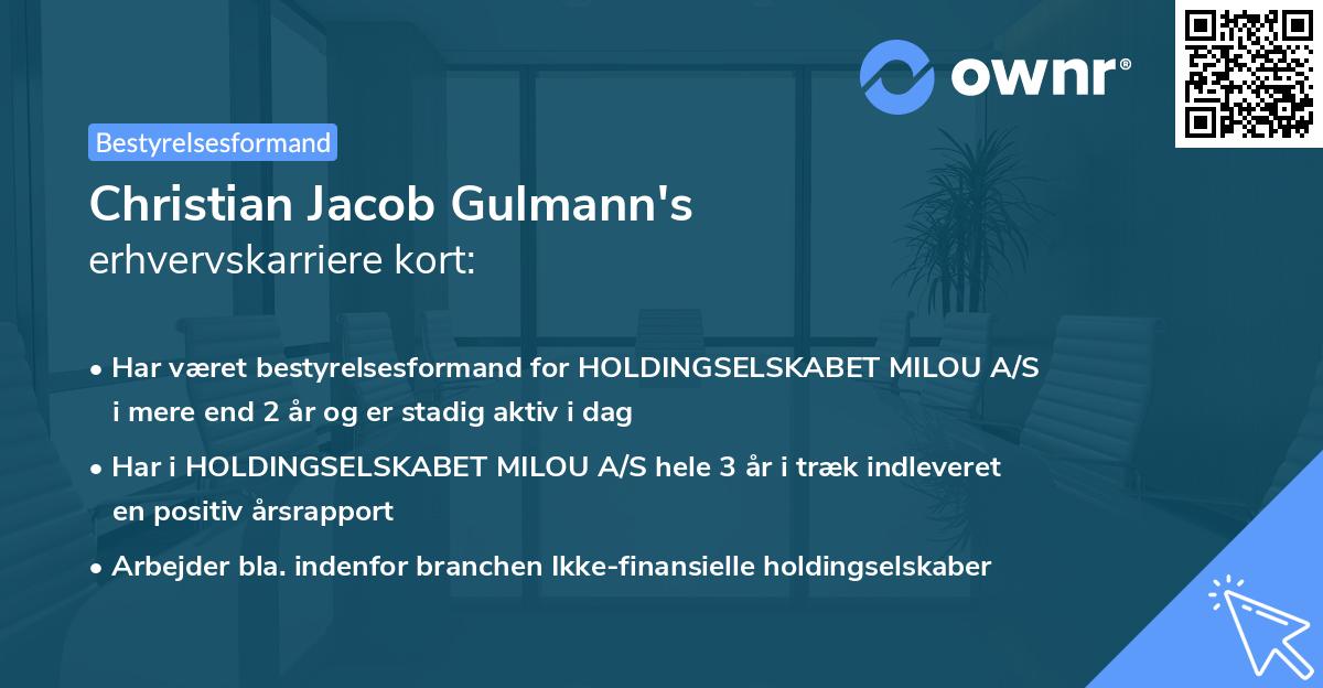 Christian Jacob Gulmann's erhvervskarriere kort