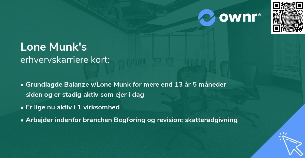 Lone Munk's erhvervskarriere kort