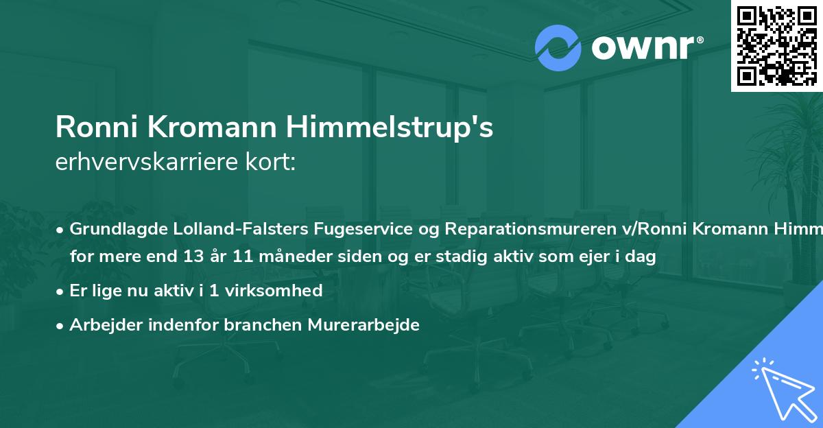 Ronni Kromann Himmelstrup's erhvervskarriere kort