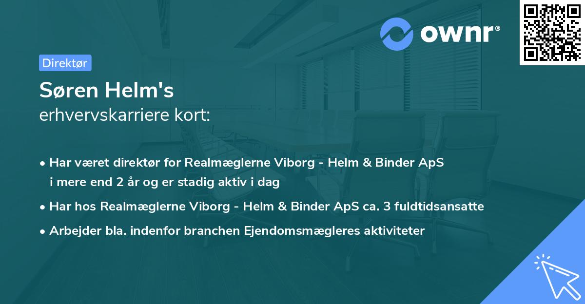 Søren Helm's erhvervskarriere kort