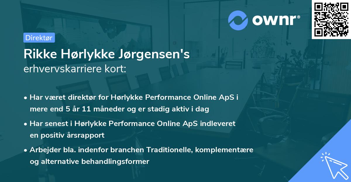 Rikke Hørlykke Jørgensen's erhvervskarriere kort