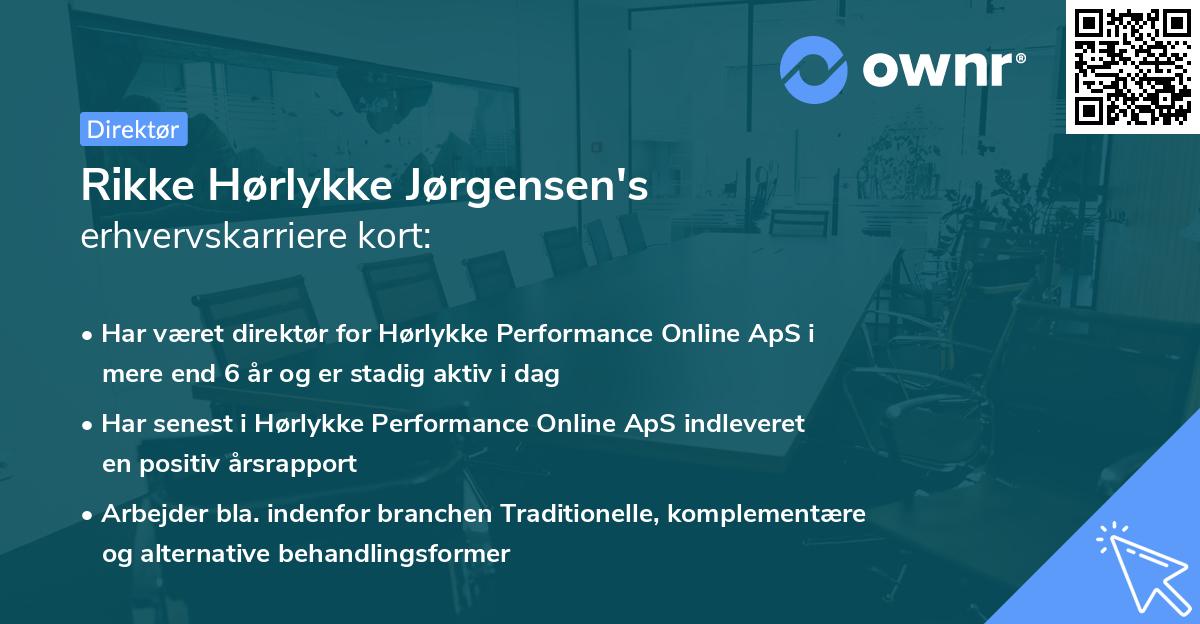 Rikke Hørlykke Jørgensen's erhvervskarriere kort