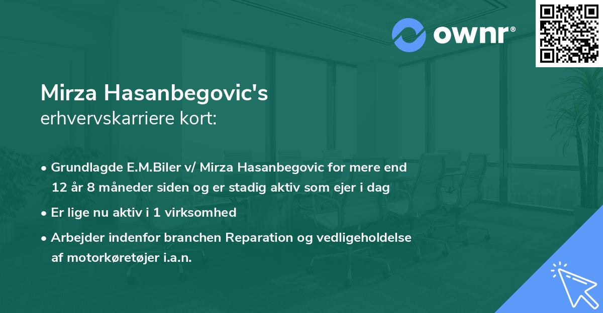 Mirza Hasanbegovic's erhvervskarriere kort