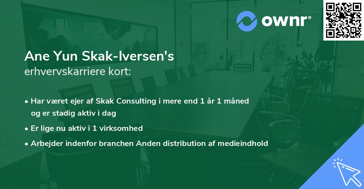Ane Yun Skak-Iversen's erhvervskarriere kort