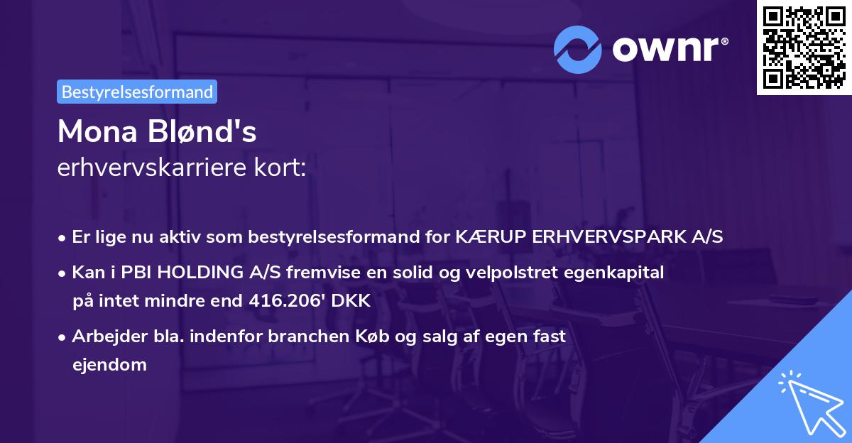 Mona Blønd's erhvervskarriere kort
